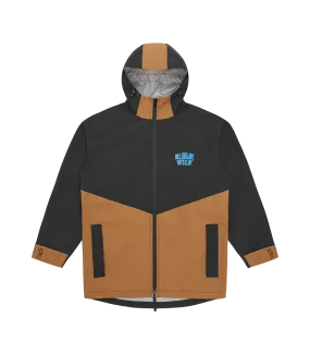 PANELLED RAIN JACKET - BLACK/BROWN